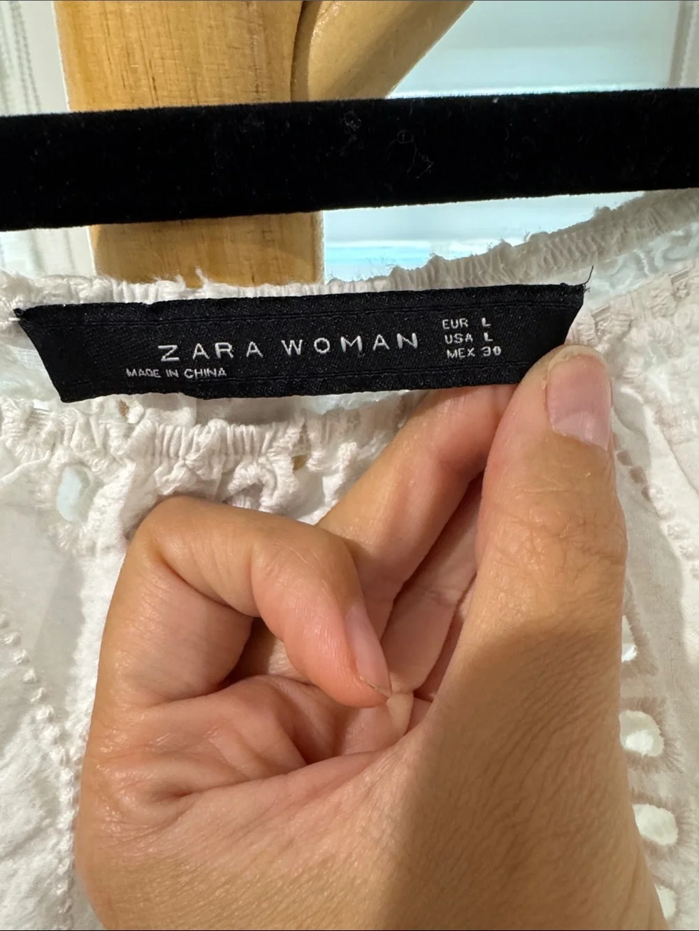 Zara White Eyelet Off-Shoulder Crop Blouse